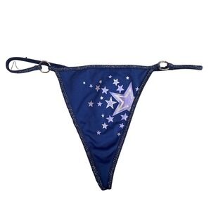 Pink Pout VTG Y2K Victoria's secret String thong Glitter Star Size Small Blue